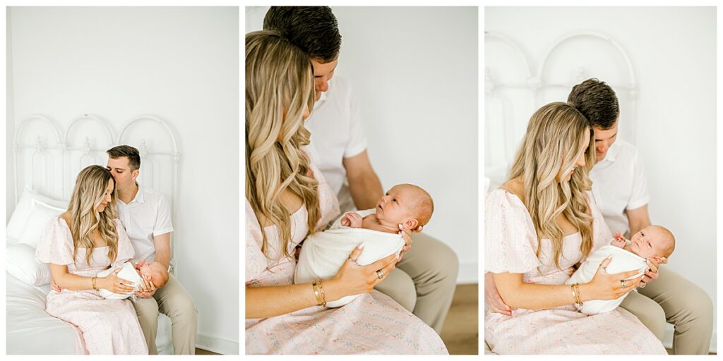 Newborn baby snuggled against parent during Indianapolis newborn session